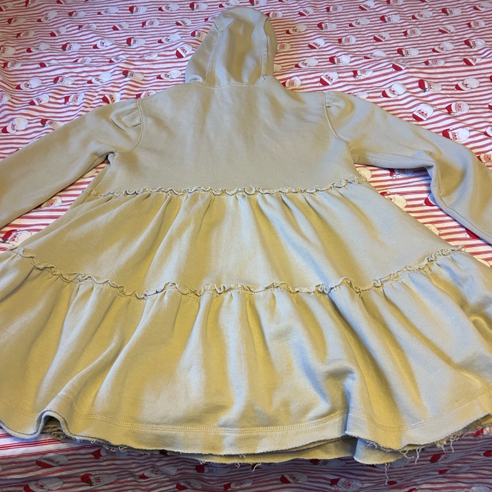 Free People Cream Tiered Hoodie Beige XS